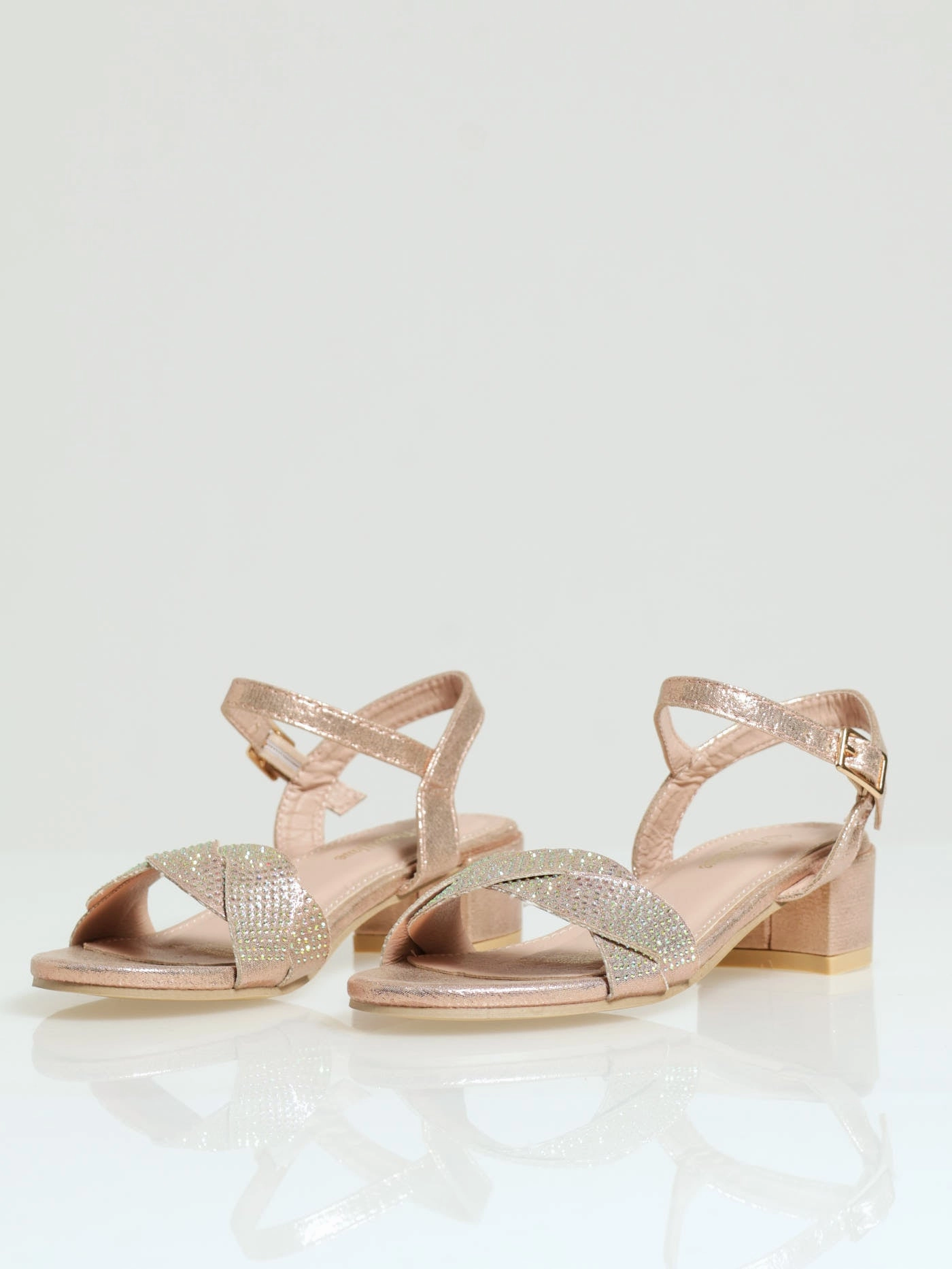 Girls Glitter Vamp Heeled Sandal - Pink