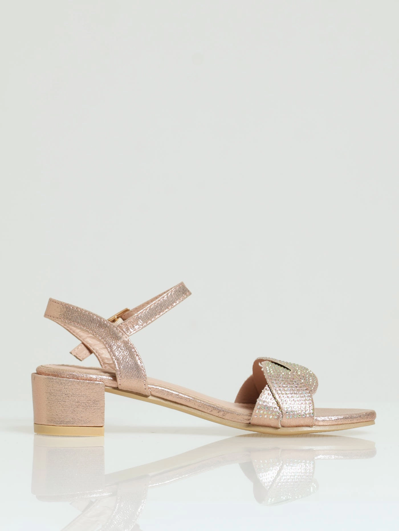 Girls Glitter Vamp Heeled Sandal - Pink