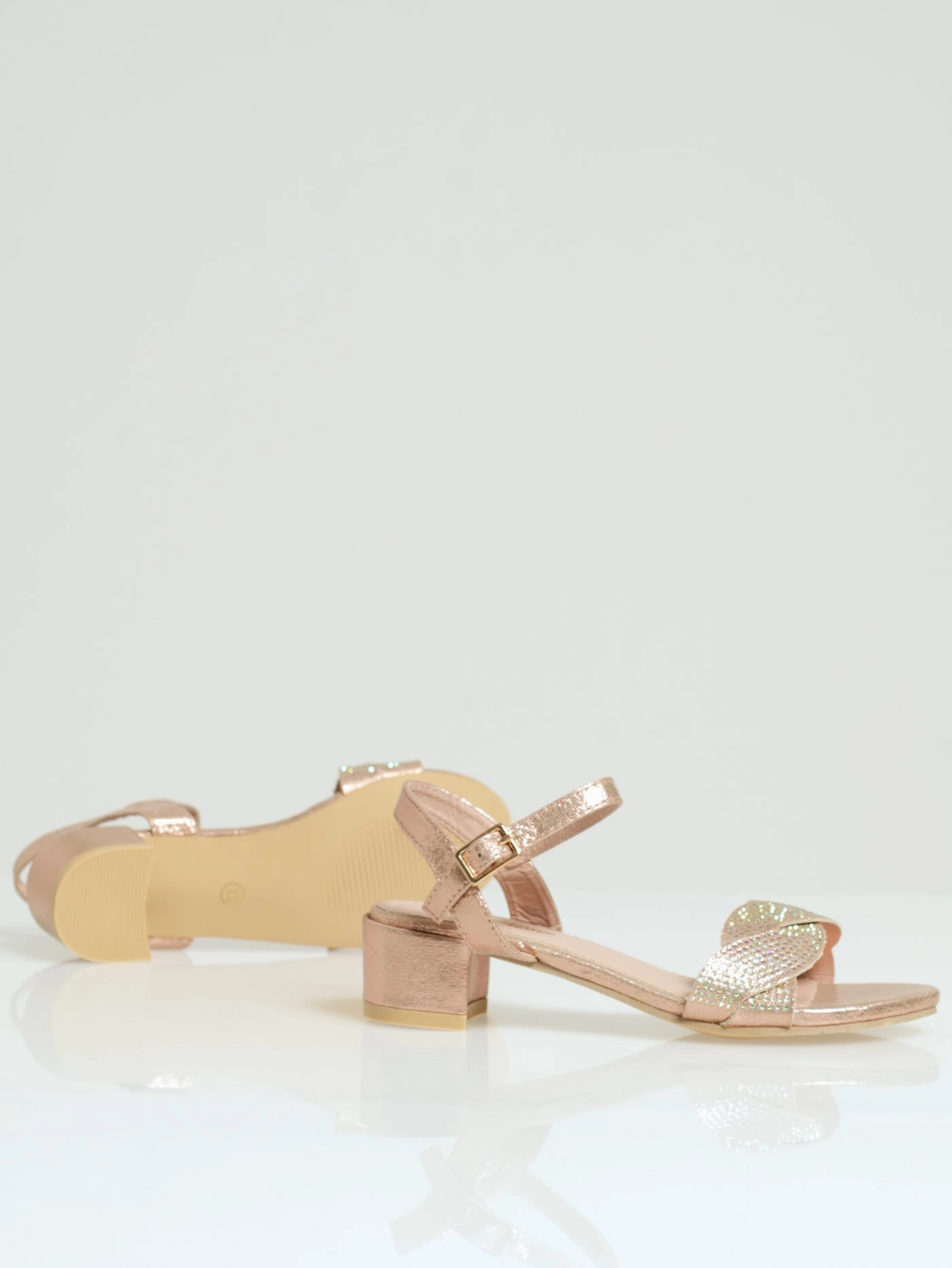 Girls Glitter Vamp Heeled Sandal - Pink
