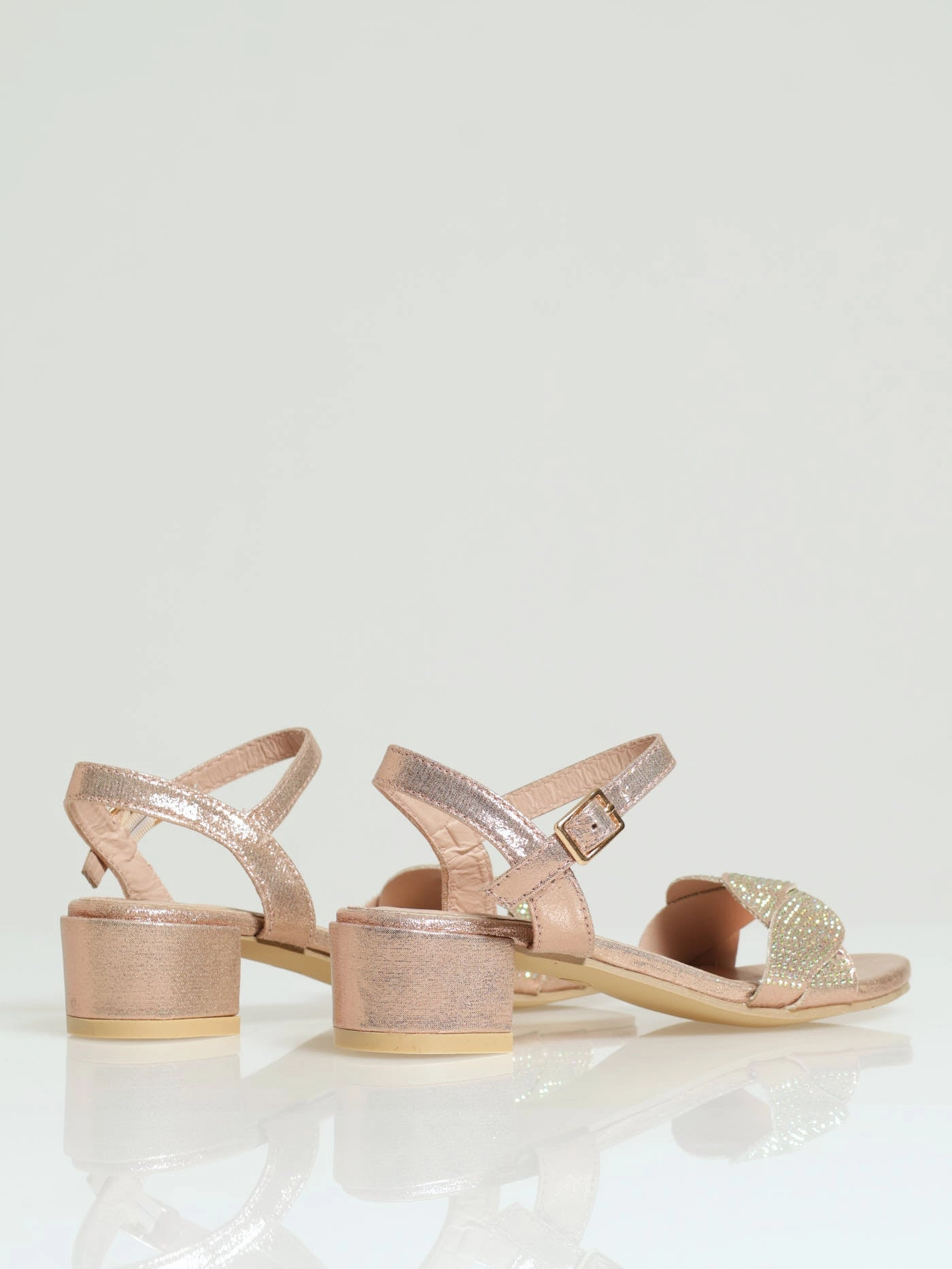 Girls Glitter Vamp Heeled Sandal - Pink