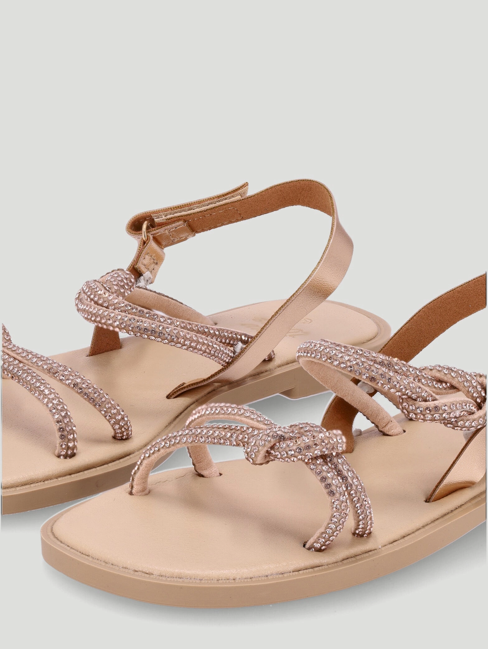 Girls Knotted Embellished Sandal - Rose Gold