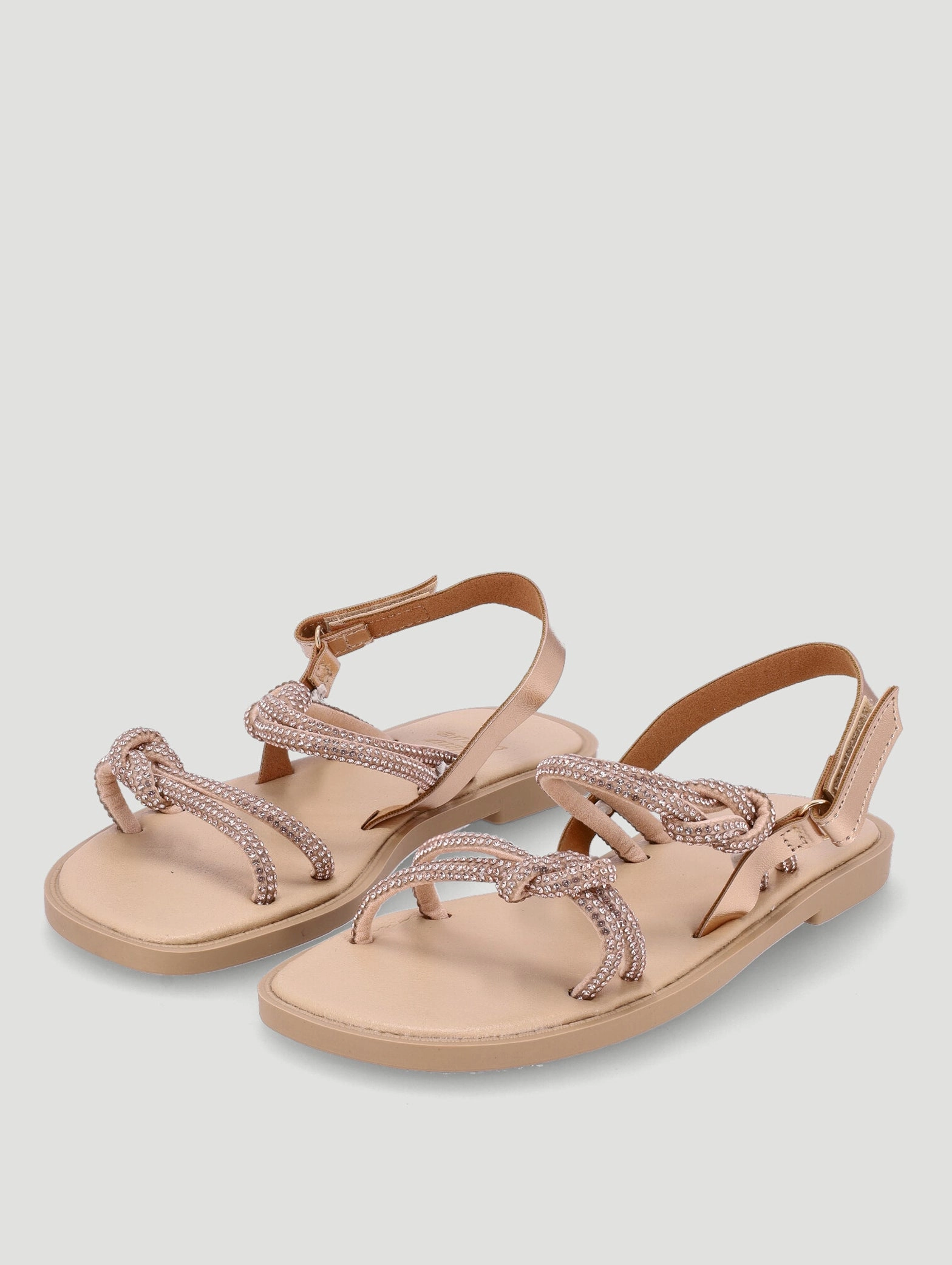 Girls Knotted Embellished Sandal - Rose Gold