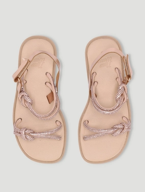 Girls Knotted Embellished Sandal - Rose Gold