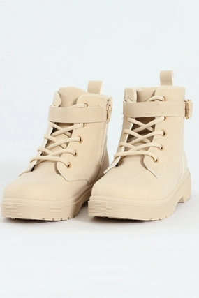 Girls Miltary Boot - Cream