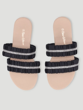 Girls Ruched Sandal - Black
