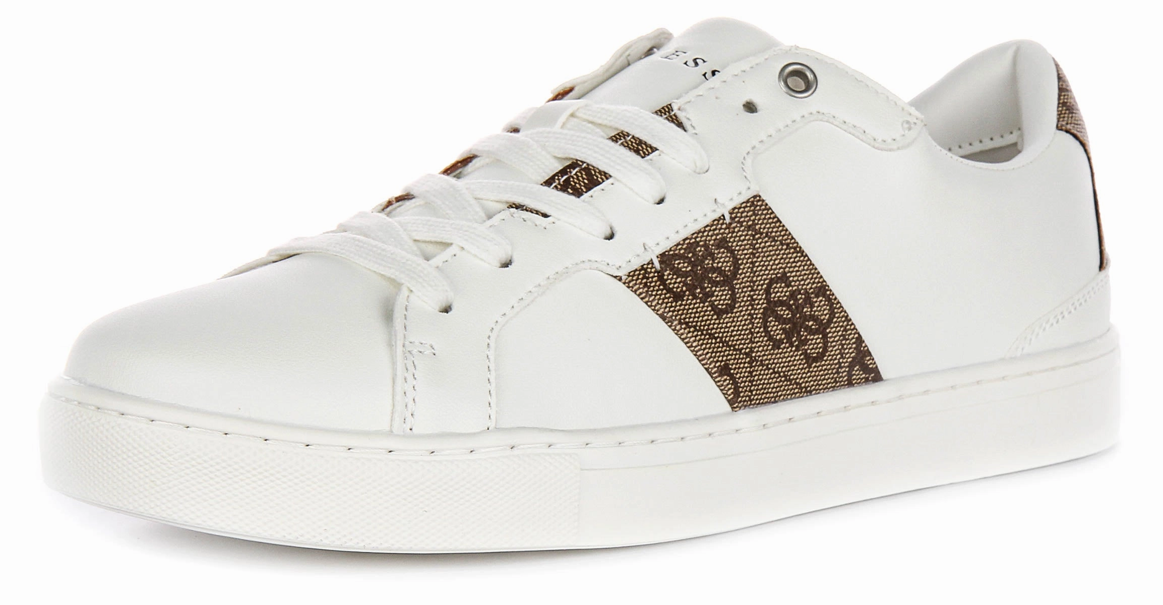 Guess Todi 4G Logo In White Brown For Men