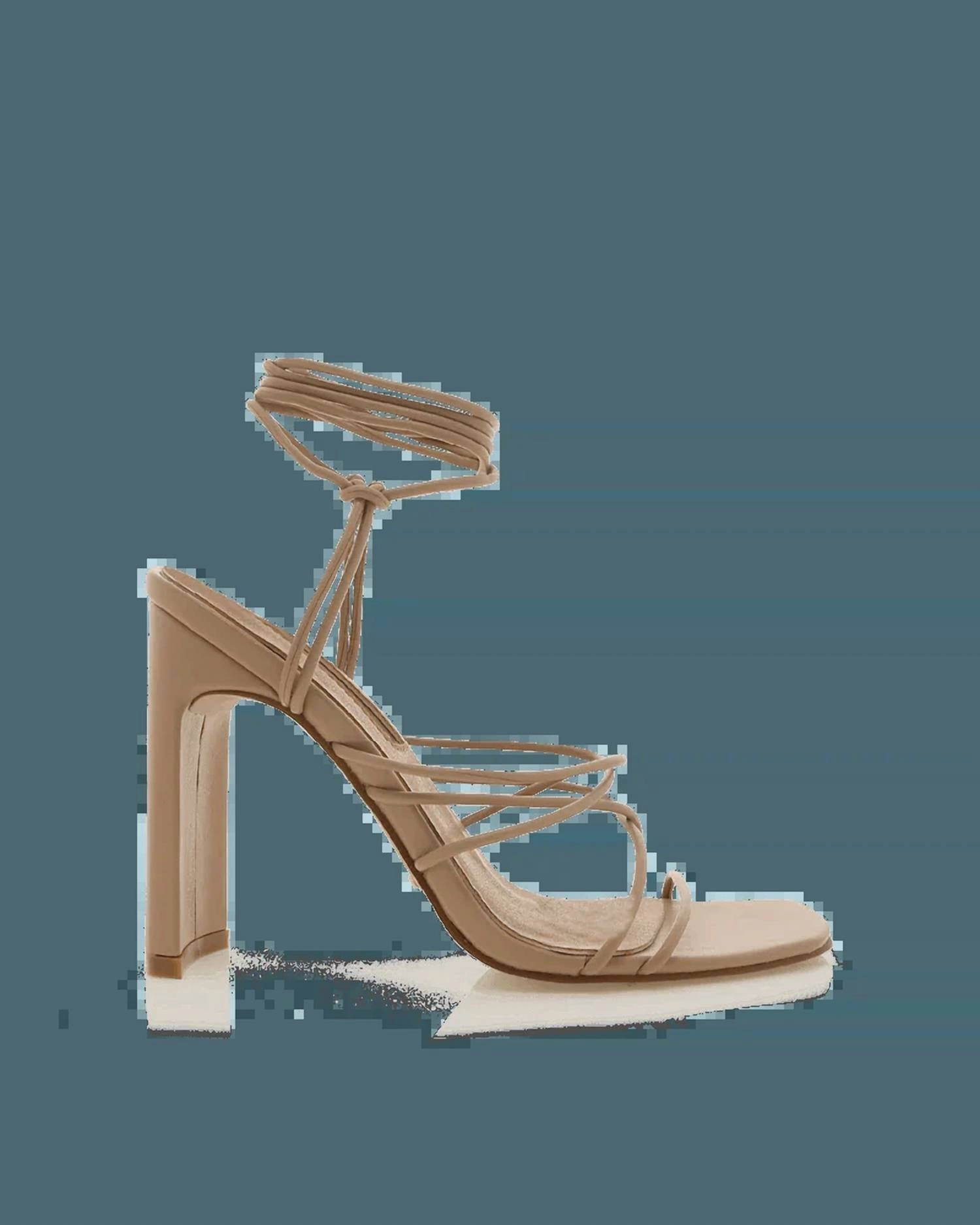 Heather Heel Squre Toe Wrap Sandal In Light Clay