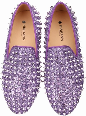 HI&HANN Toddler Boys Girls Spiked Glitter Dress Shoes Little Kid Leather Shoes Wedding Dress Shoes Slip On Loafer Flats Shoes Matching Outfits
