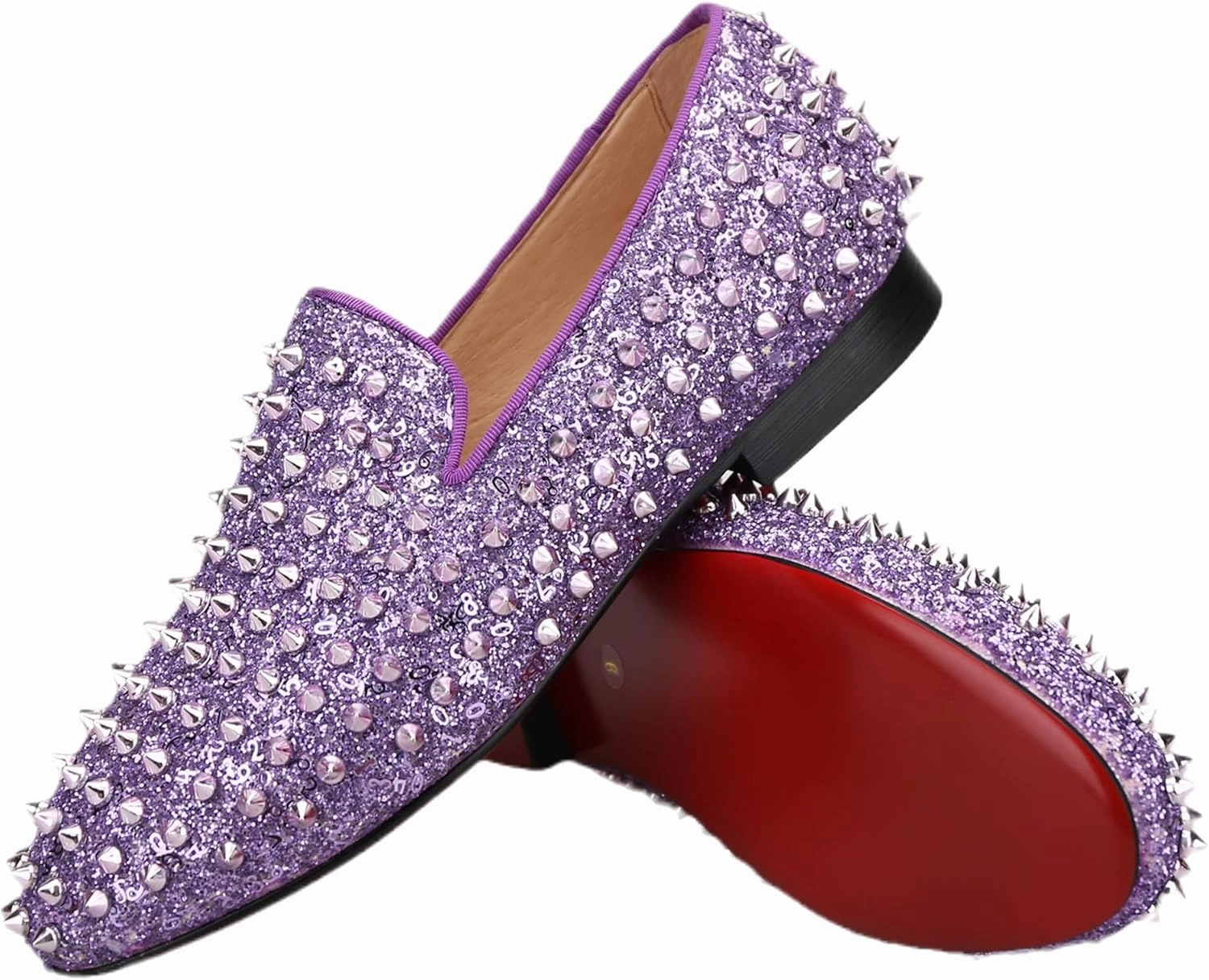 HI&HANN Toddler Boys Girls Spiked Glitter Dress Shoes Little Kid Leather Shoes Wedding Dress Shoes Slip On Loafer Flats Shoes Matching Outfits