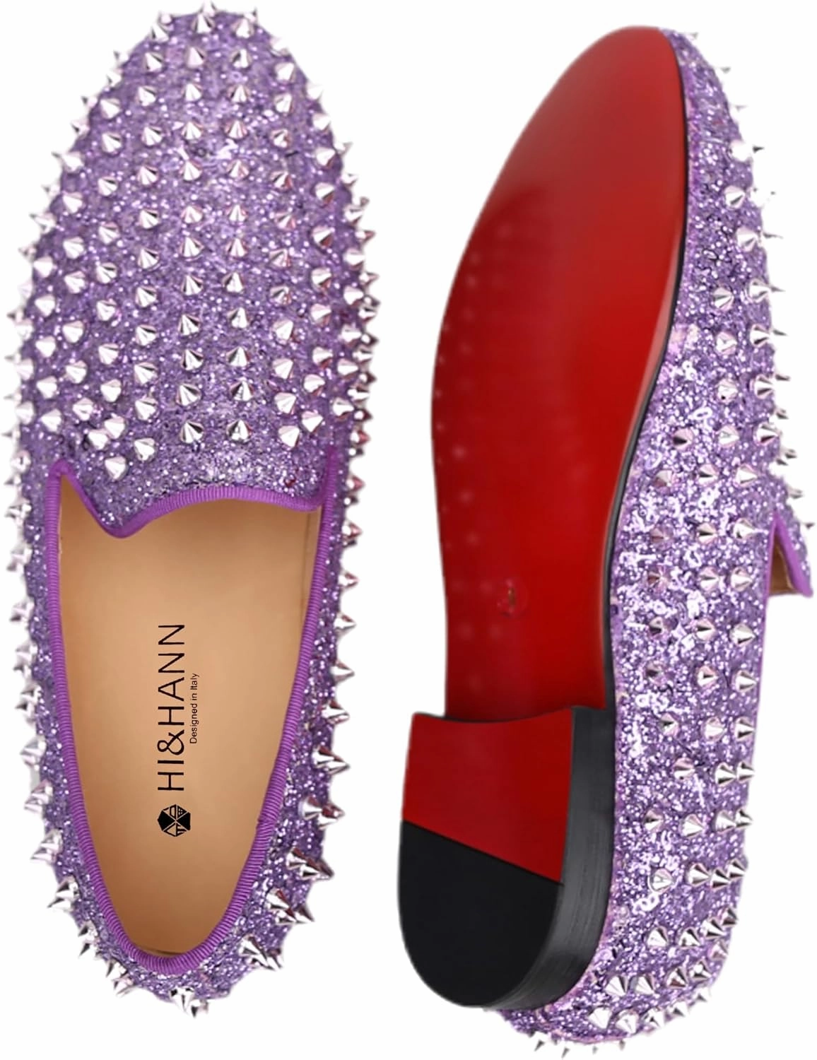 HI&HANN Toddler Boys Girls Spiked Glitter Dress Shoes Little Kid Leather Shoes Wedding Dress Shoes Slip On Loafer Flats Shoes Matching Outfits