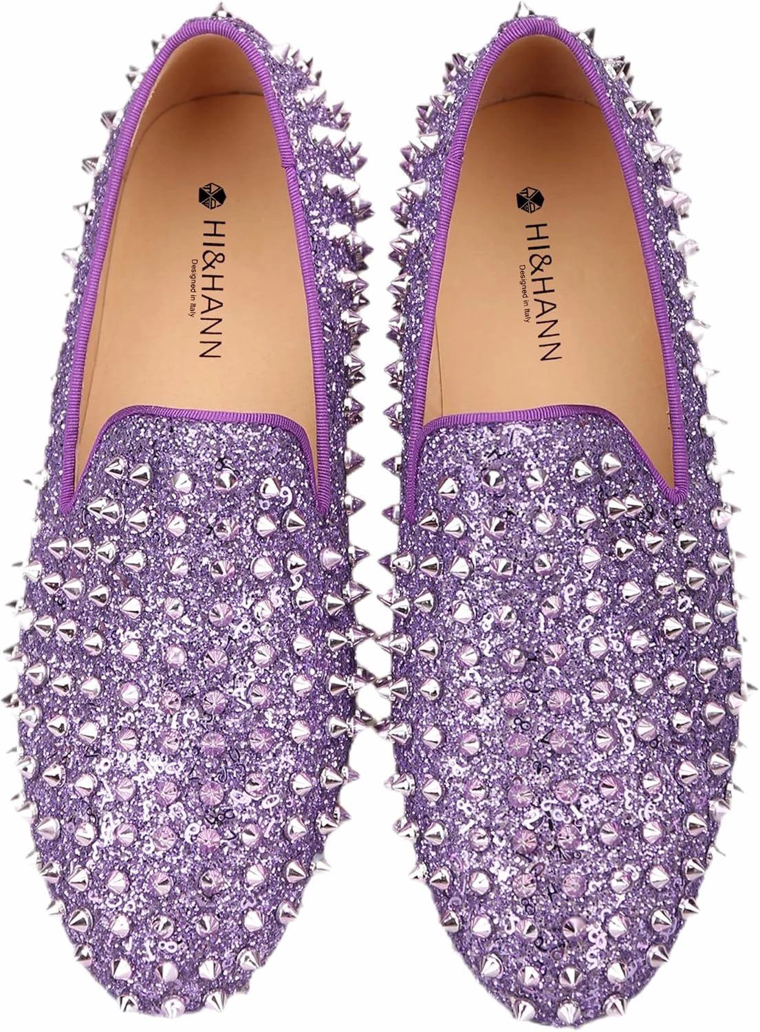 HI&HANN Toddler Boys Girls Spiked Glitter Dress Shoes Little Kid Leather Shoes Wedding Dress Shoes Slip On Loafer Flats Shoes Matching Outfits