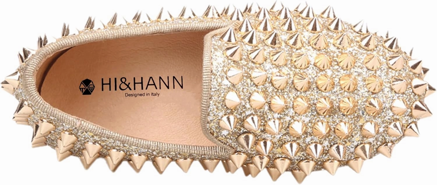 HI&HANN Toddler Boys Girls Spikes Dress Shoes Little Kid Leather Shoes Wedding Dress Shoes Slip On Loafer Flats Shoes Matching Outfits
