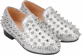 HI&HANN Toddler Boys Girls Spikes Dress Shoes Little Kid Leather Shoes Wedding Dress Shoes Slip On Loafer Flats Shoes Matching Outfits