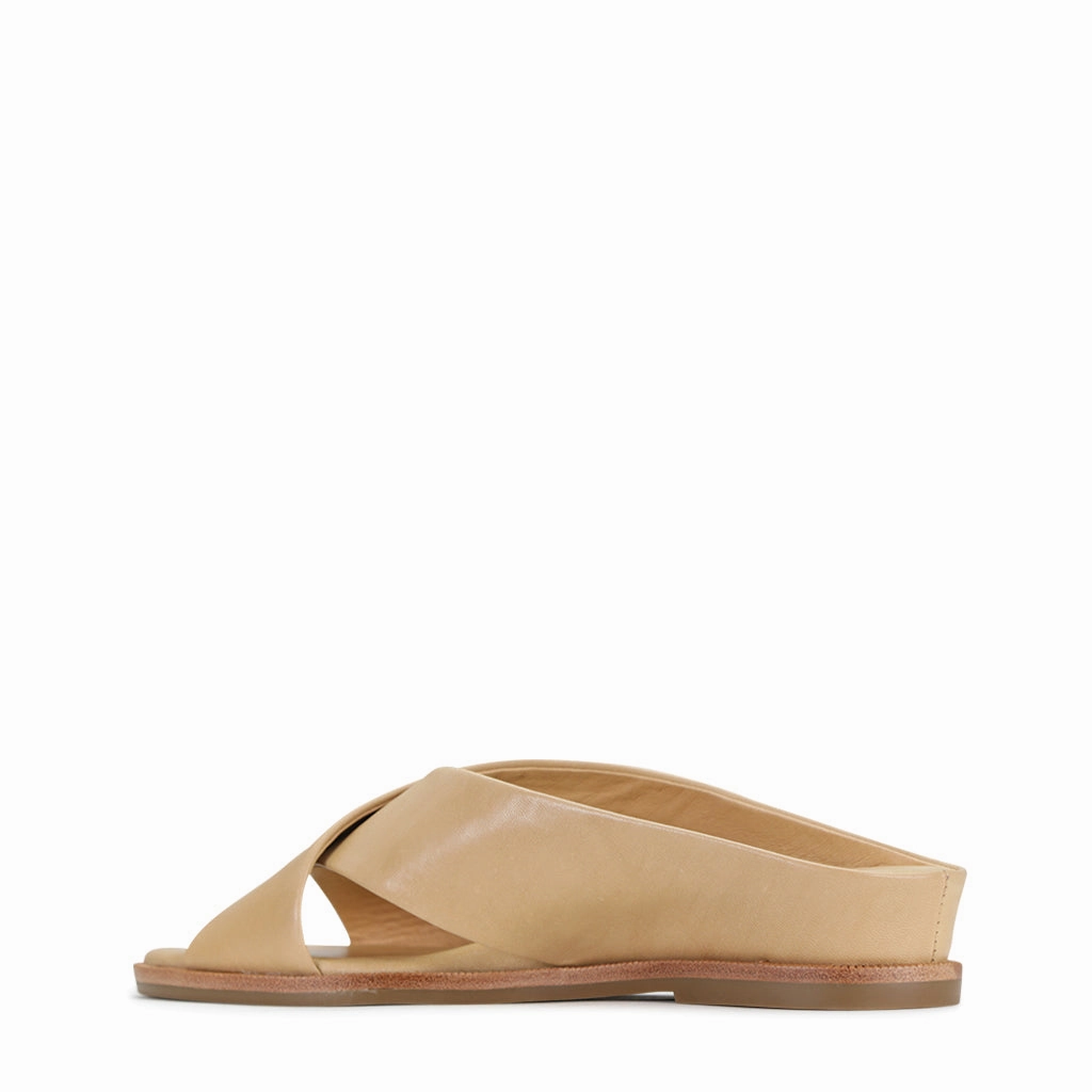 HIGH LEATHER SLIDE SANDALS