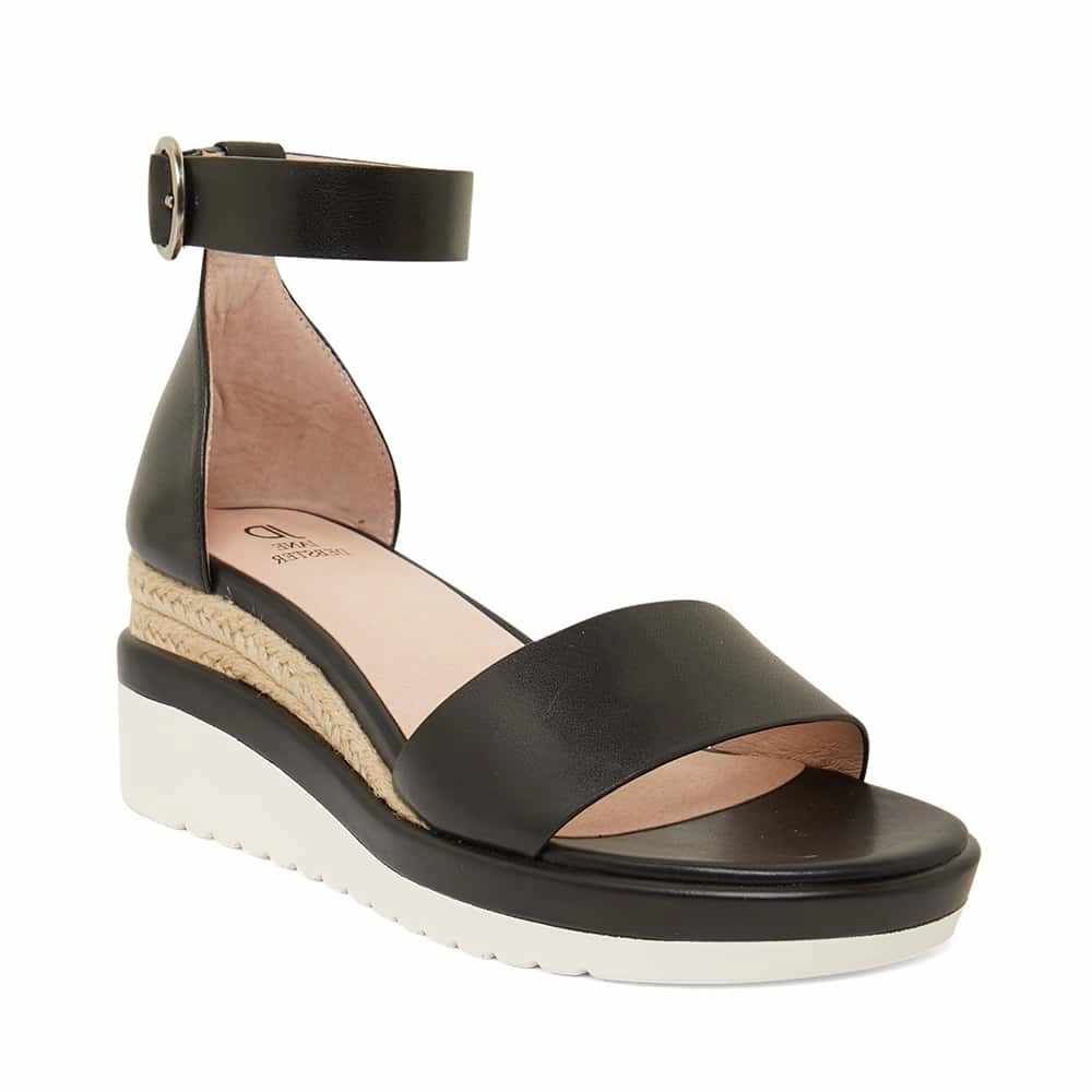 Idaho Espadrille in Black Leather