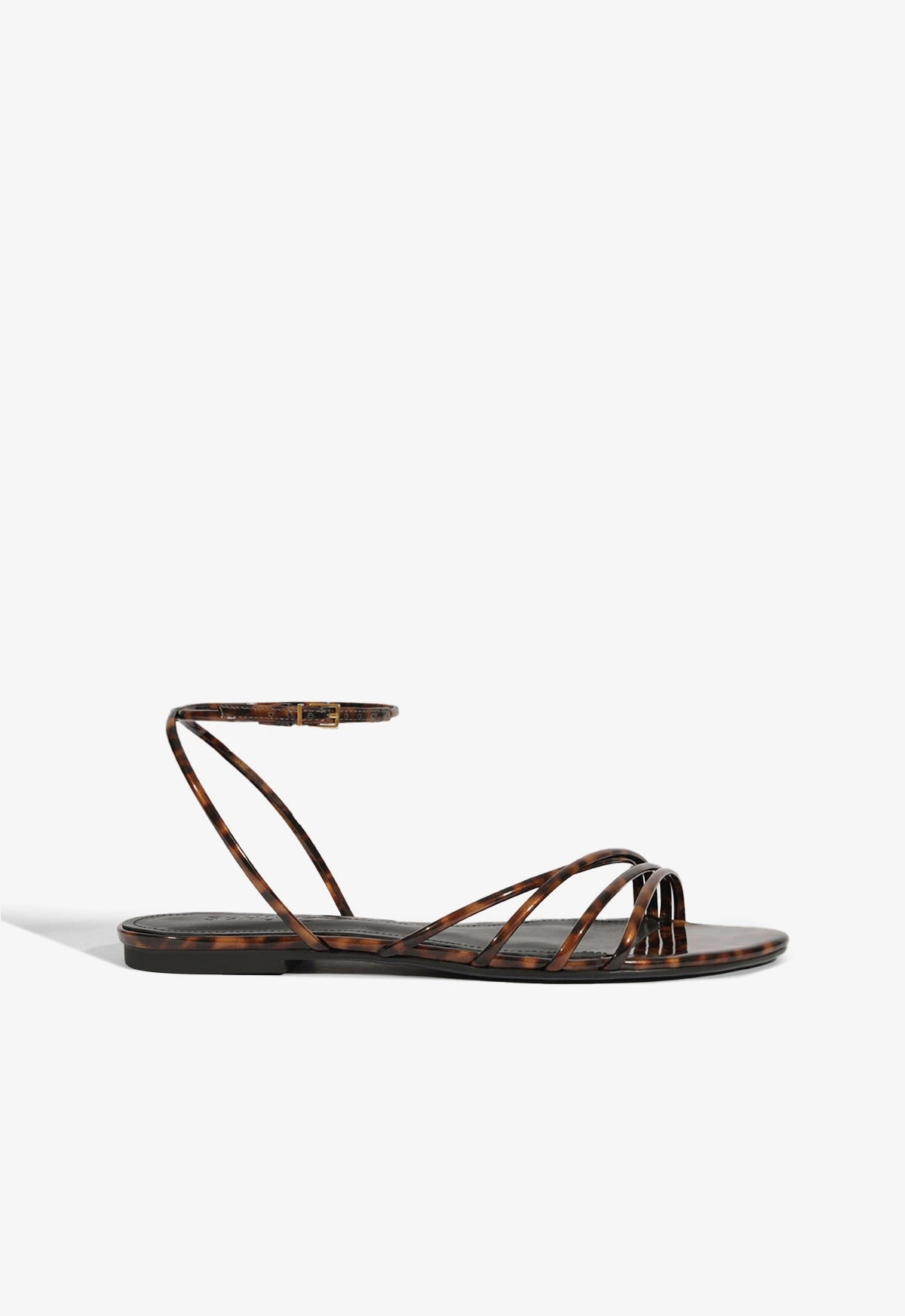 Inez Animal Print Leather Flat Sandal