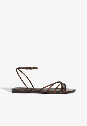 Inez Animal Print Leather Flat Sandal