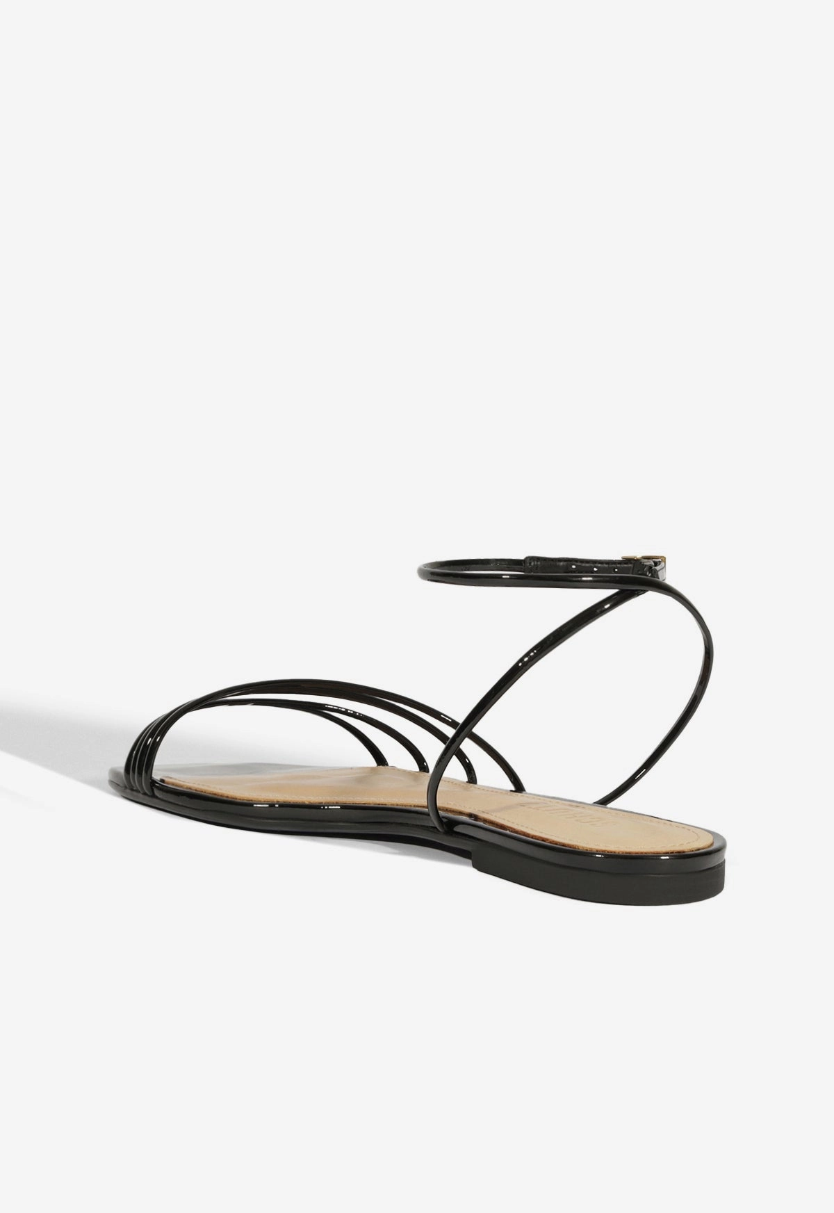 Inez Black Leather Flat Sandal