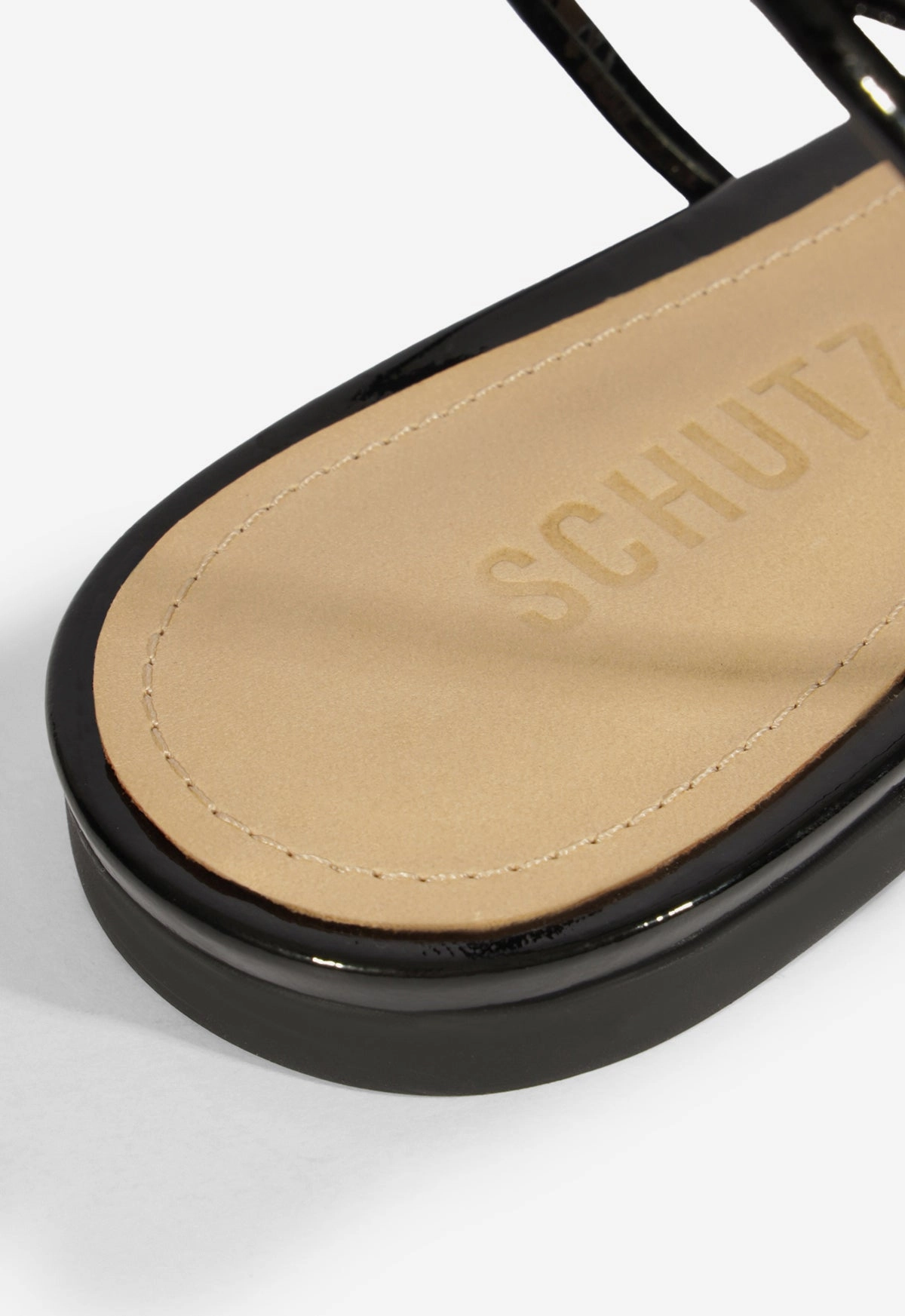 Inez Black Leather Flat Sandal