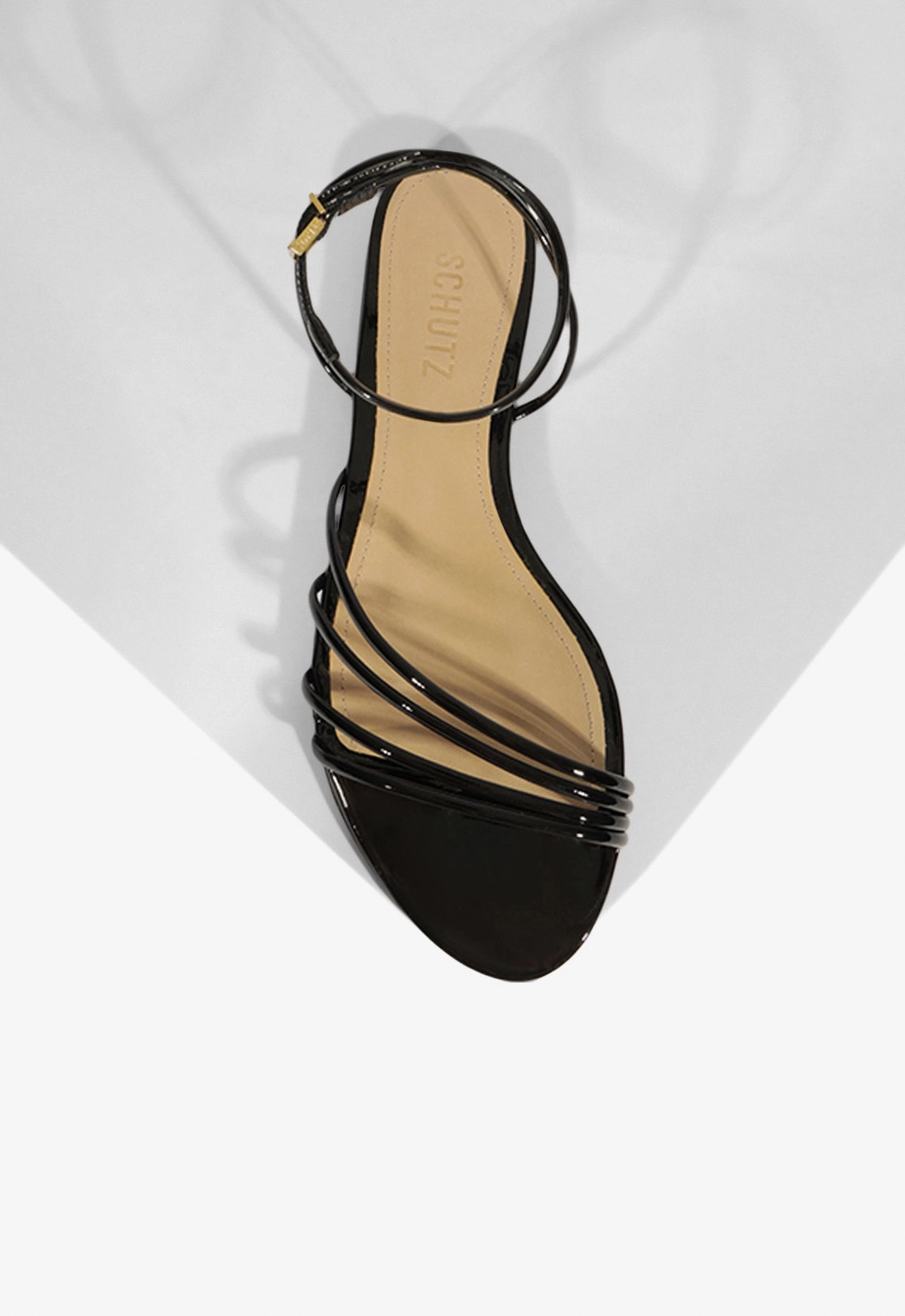 Inez Black Leather Flat Sandal