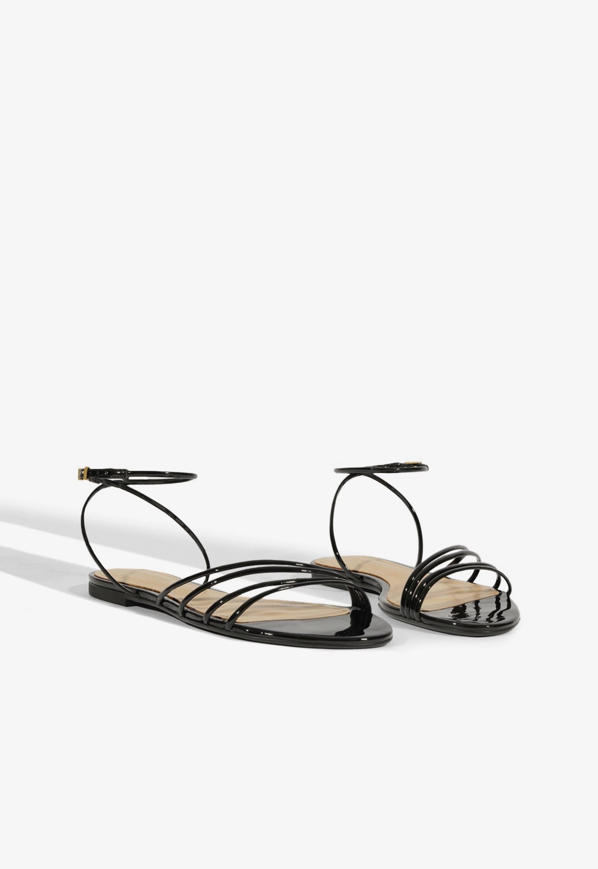 Inez Black Leather Flat Sandal