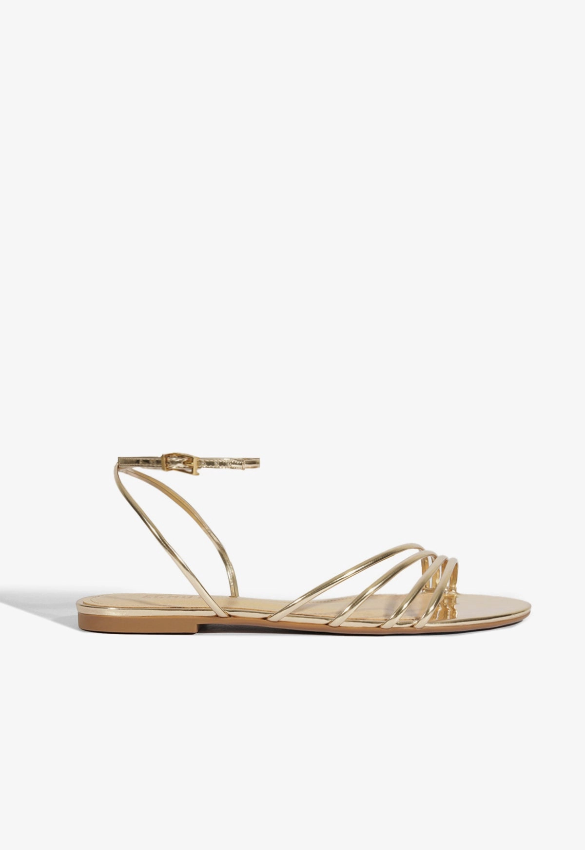 Inez Gold Leather Flat Sandal