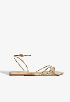 Inez Gold Leather Flat Sandal