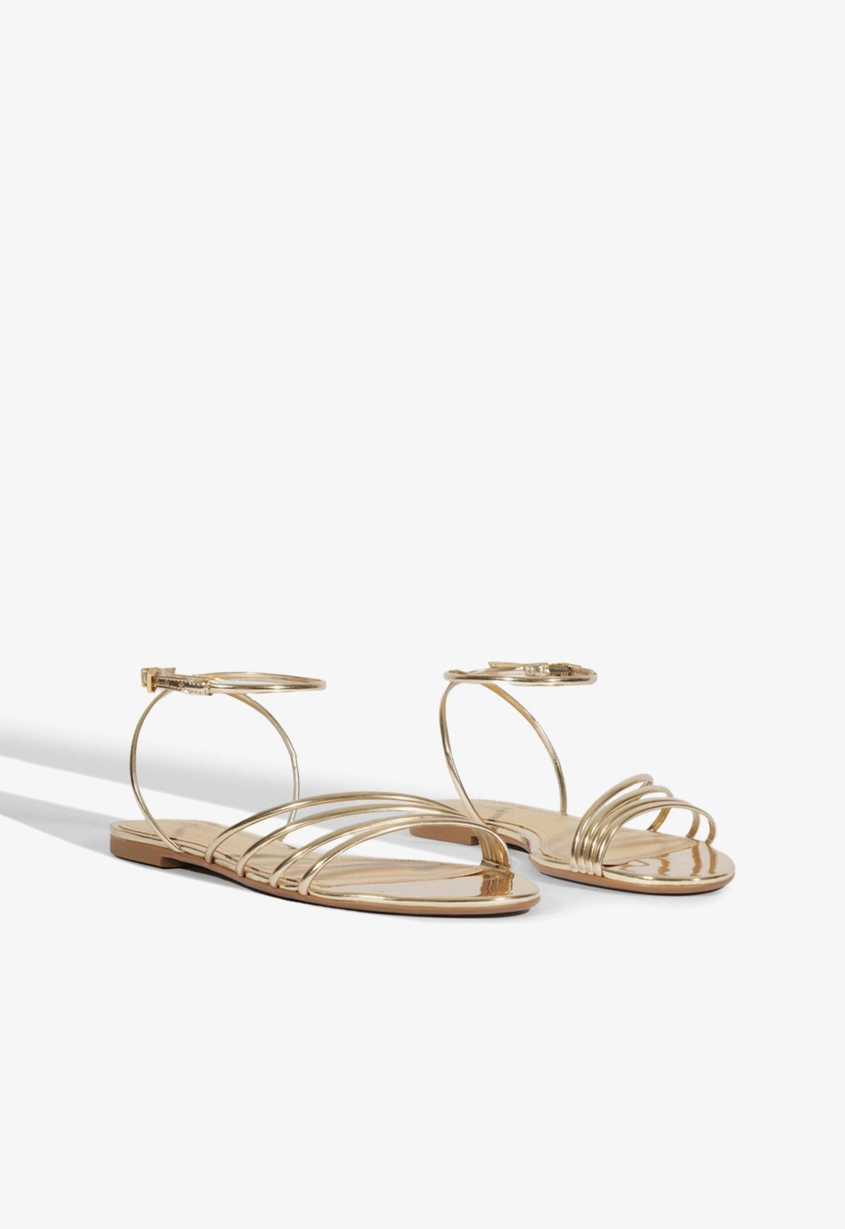 Inez Gold Leather Flat Sandal