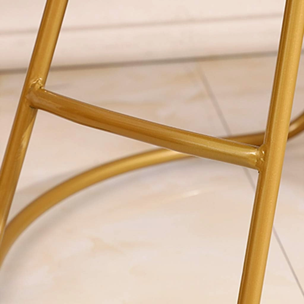 JHSLXD Schoolgirl Dressing Table Makeup Stool Creative Bedroom Metal Wrought Iron Round Stool Golden Antirust Shoe Change Stool Child Dining Chair,Blue Cloth