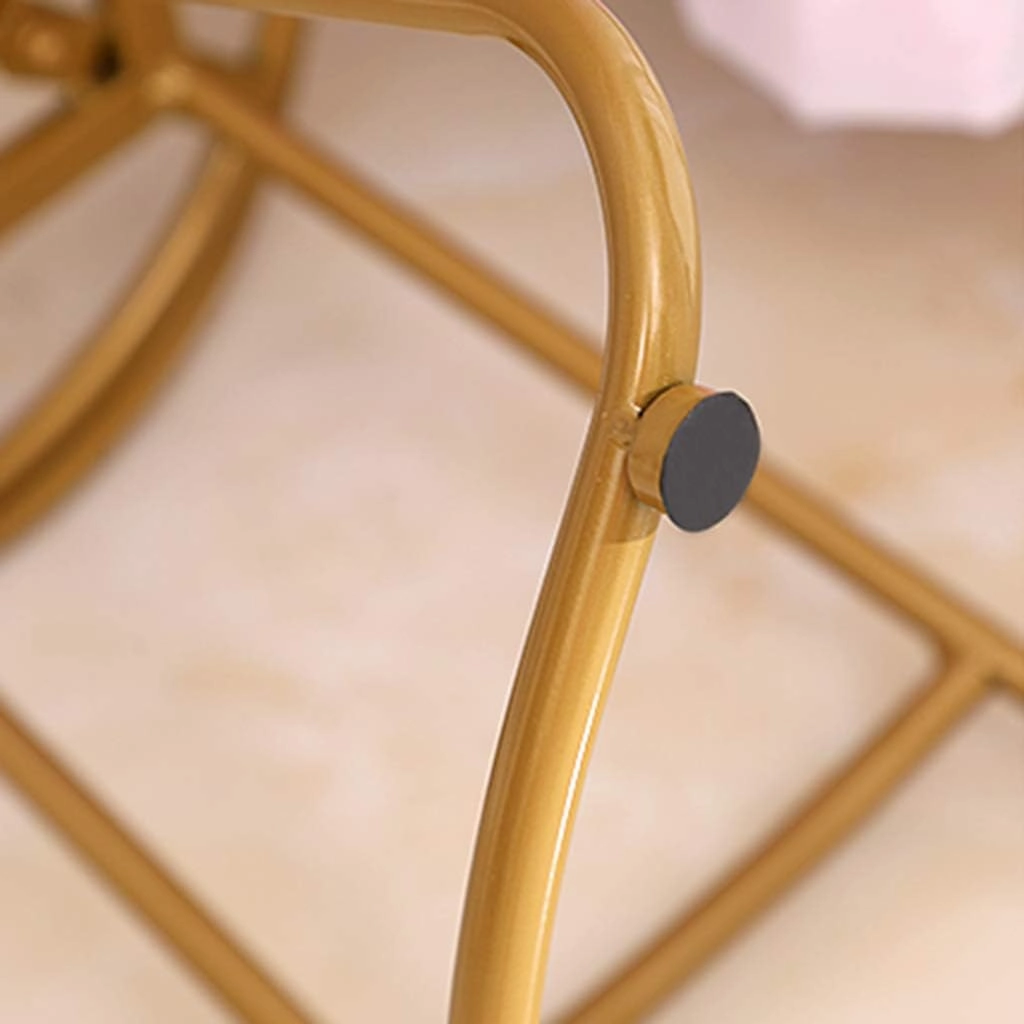 JHSLXD Schoolgirl Dressing Table Makeup Stool Creative Bedroom Metal Wrought Iron Round Stool Golden Antirust Shoe Change Stool Child Dining Chair,Blue Cloth
