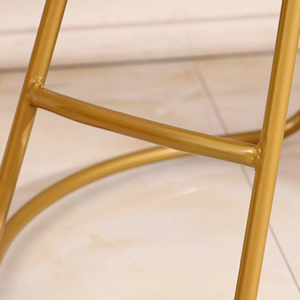 JHSLXD Schoolgirl Dressing Table Makeup Stool Creative Bedroom Metal Wrought Iron Round Stool Golden Antirust Shoe Change Stool Child Dining Chair,White Cloth