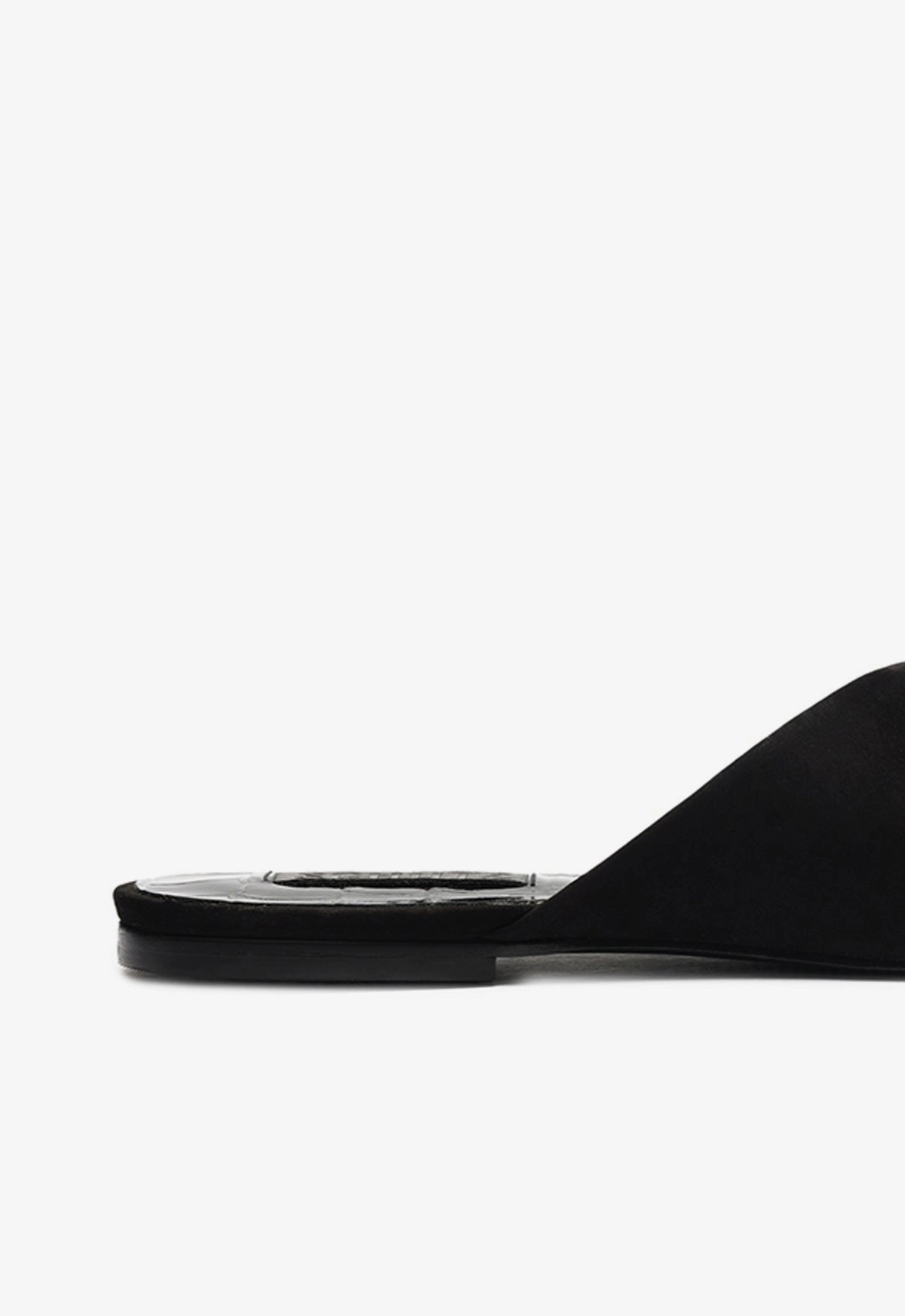 Jodie Black Leather Flat Sandal