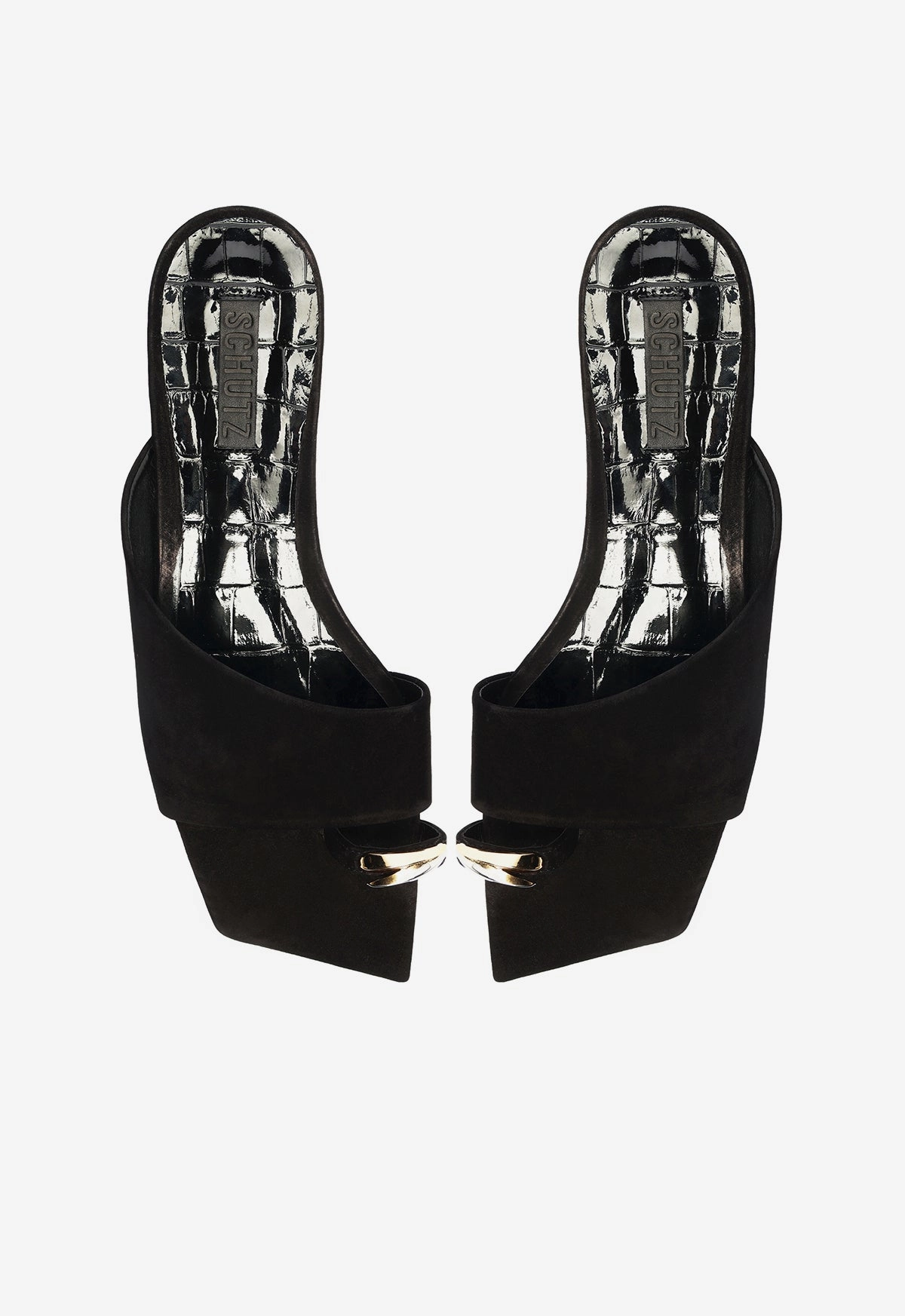 Jodie Black Leather Flat Sandal