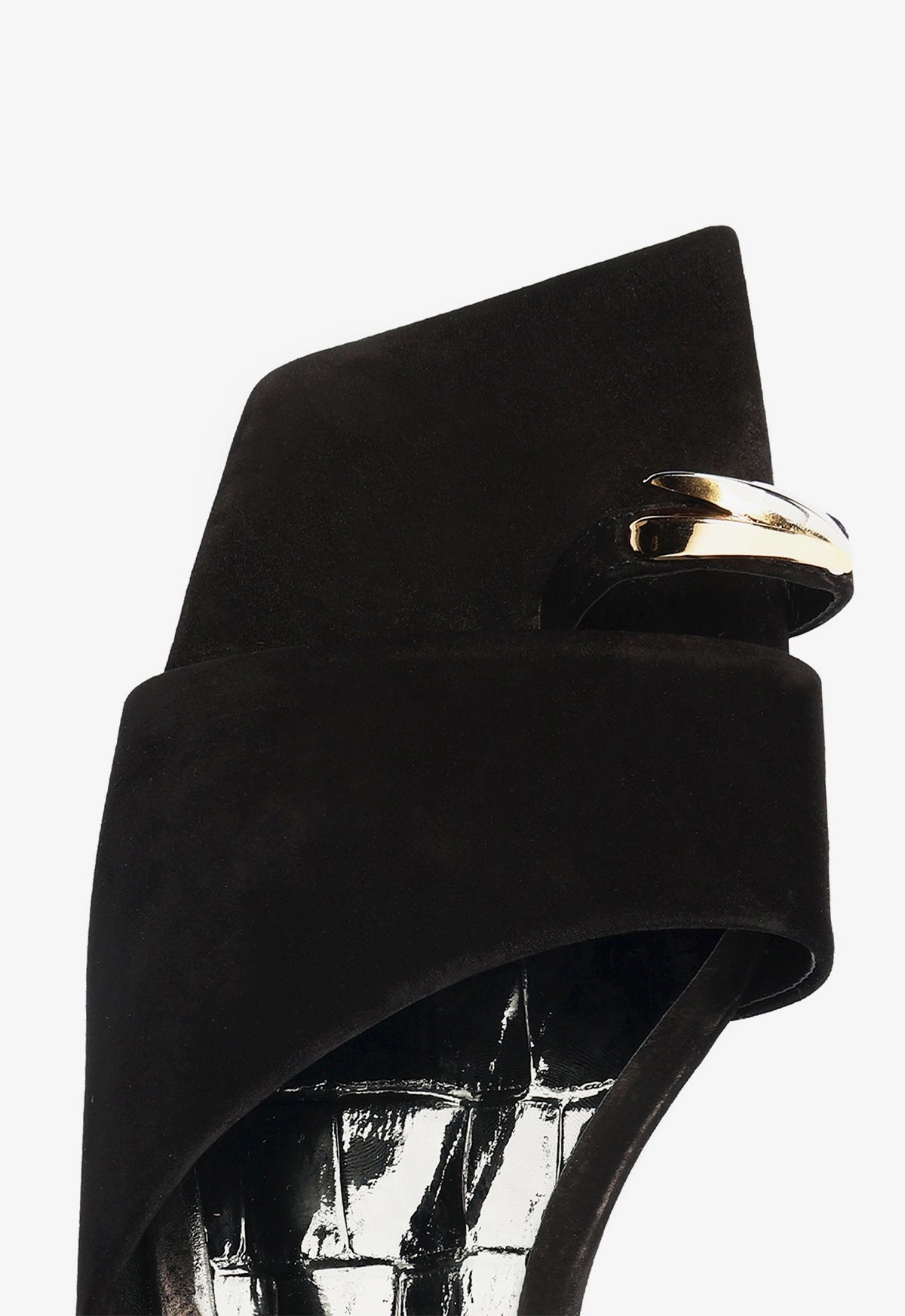 Jodie Black Leather Flat Sandal