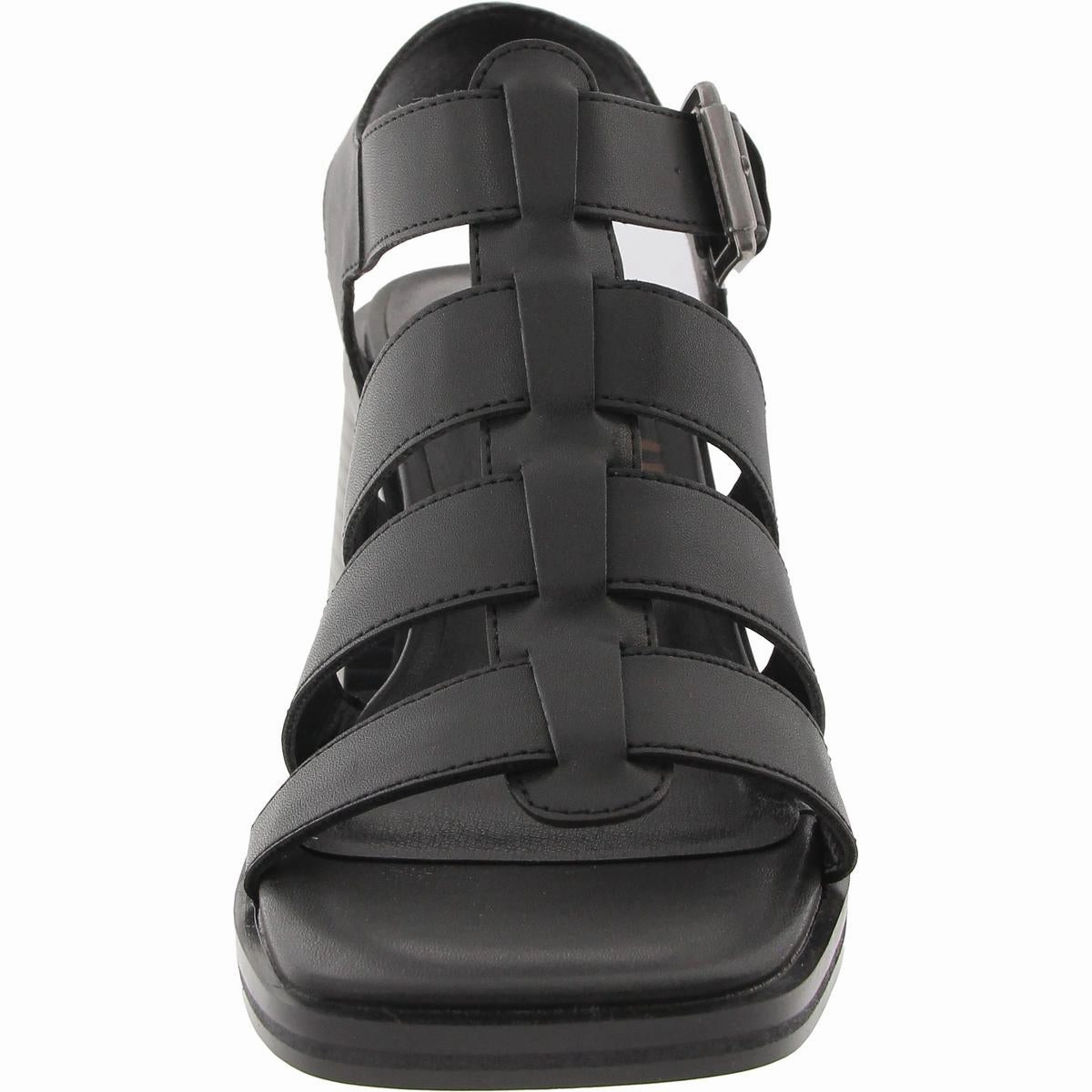Joleen Womens Strappy Faux Leather Block Heel