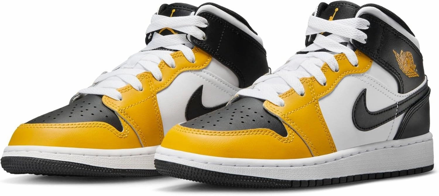 Jordan Big Kid's 1 Mid White/Green Glow-Black (DQ8423 103)