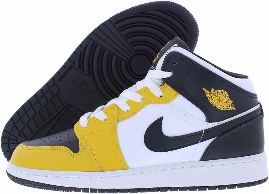 Jordan Big Kid's 1 Mid White/Green Glow-Black (DQ8423 103)