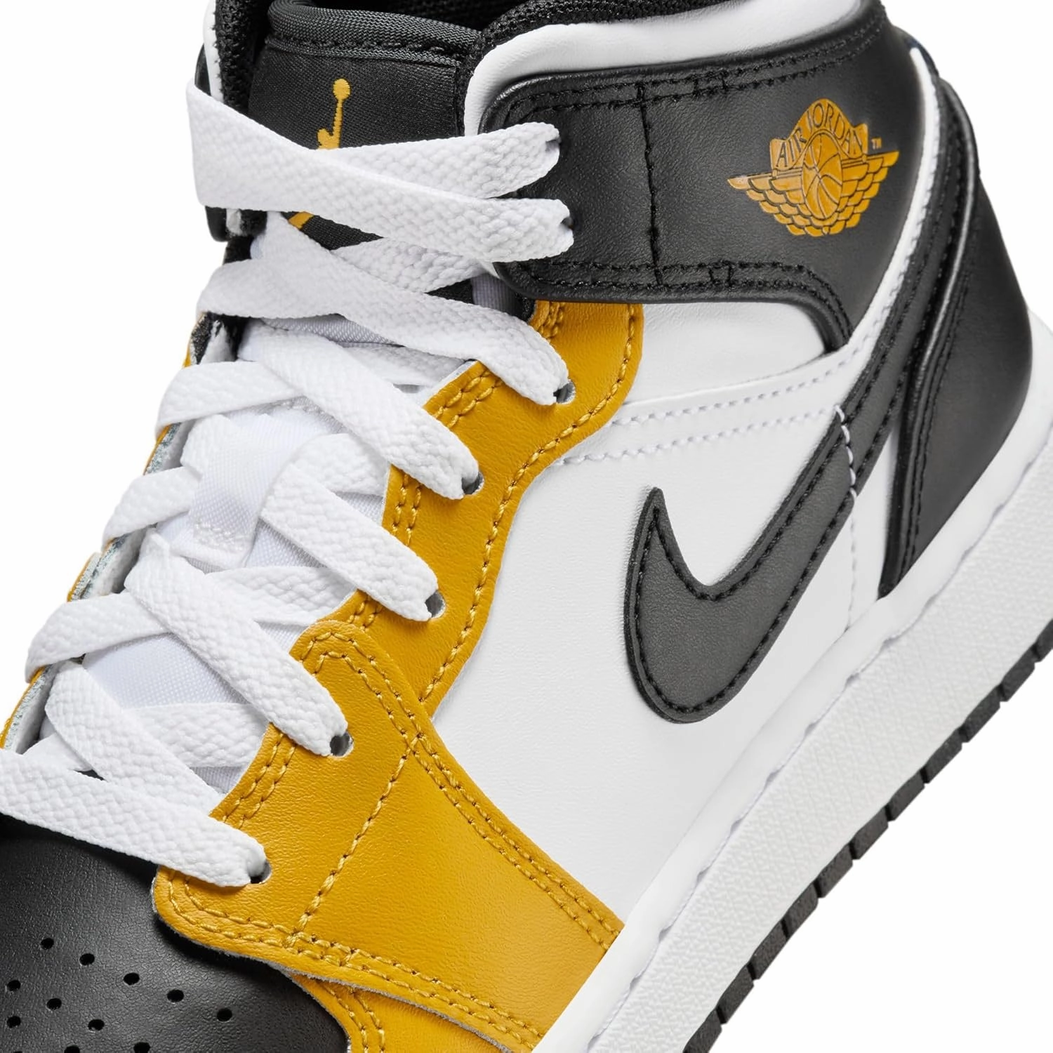 Jordan Big Kid's 1 Mid White/Green Glow-Black (DQ8423 103)