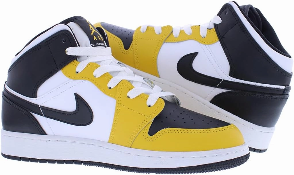 Jordan Big Kid's 1 Mid White/Green Glow-Black (DQ8423 103)