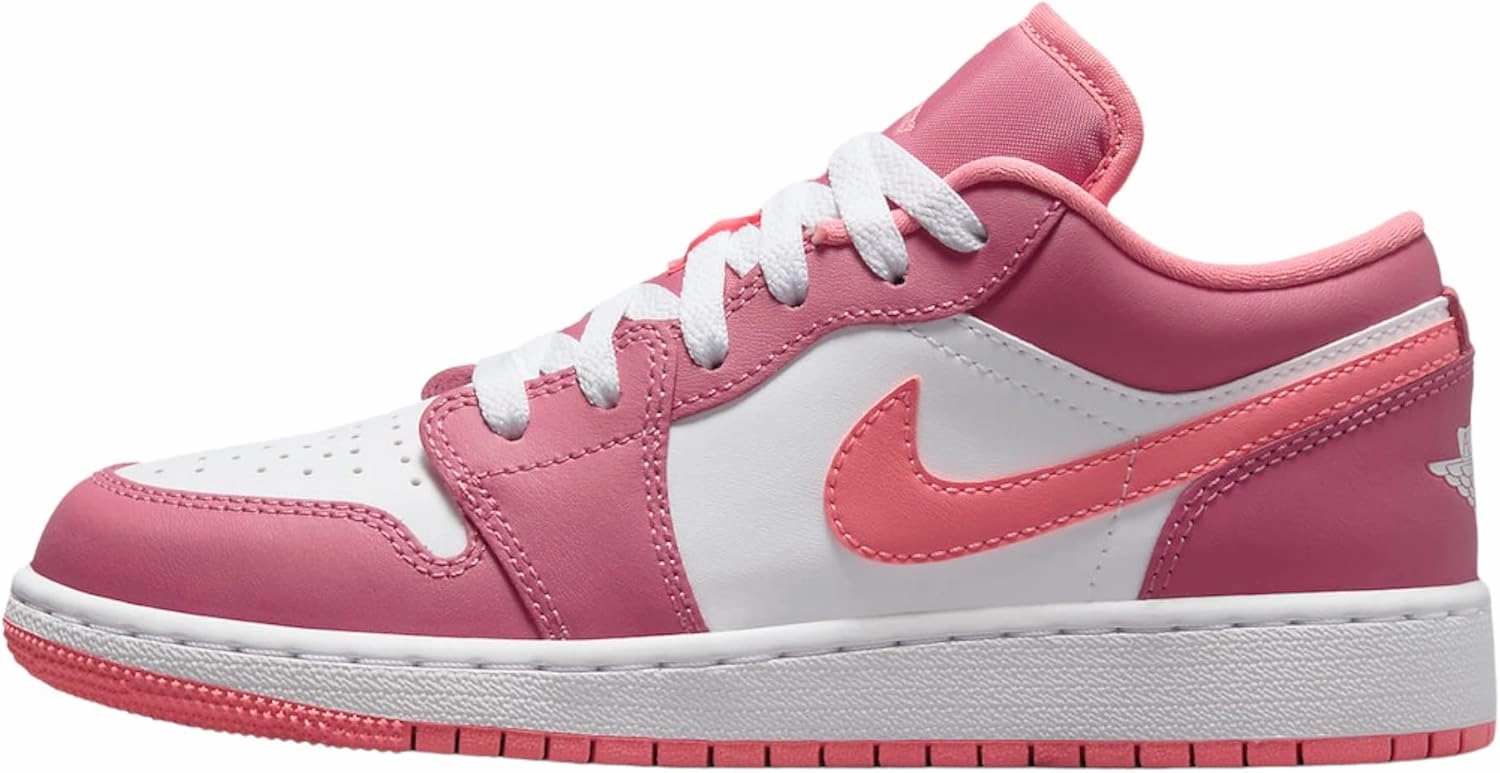 Jordan Nike 1 Low Grade School Desert Berry/Coral Chalk-White 553560-616 5Y