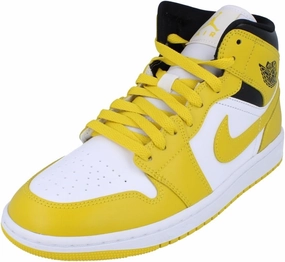 Jordan Women's 1 Mid White/Vivid Sulfur-Black (BQ6472 170) - 8.5