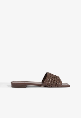 Juliet Brown Leather Flat Sandal
