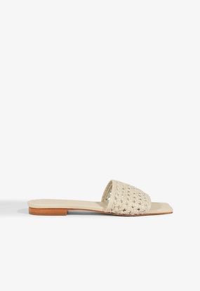 Juliet White Leather Flat Sandal