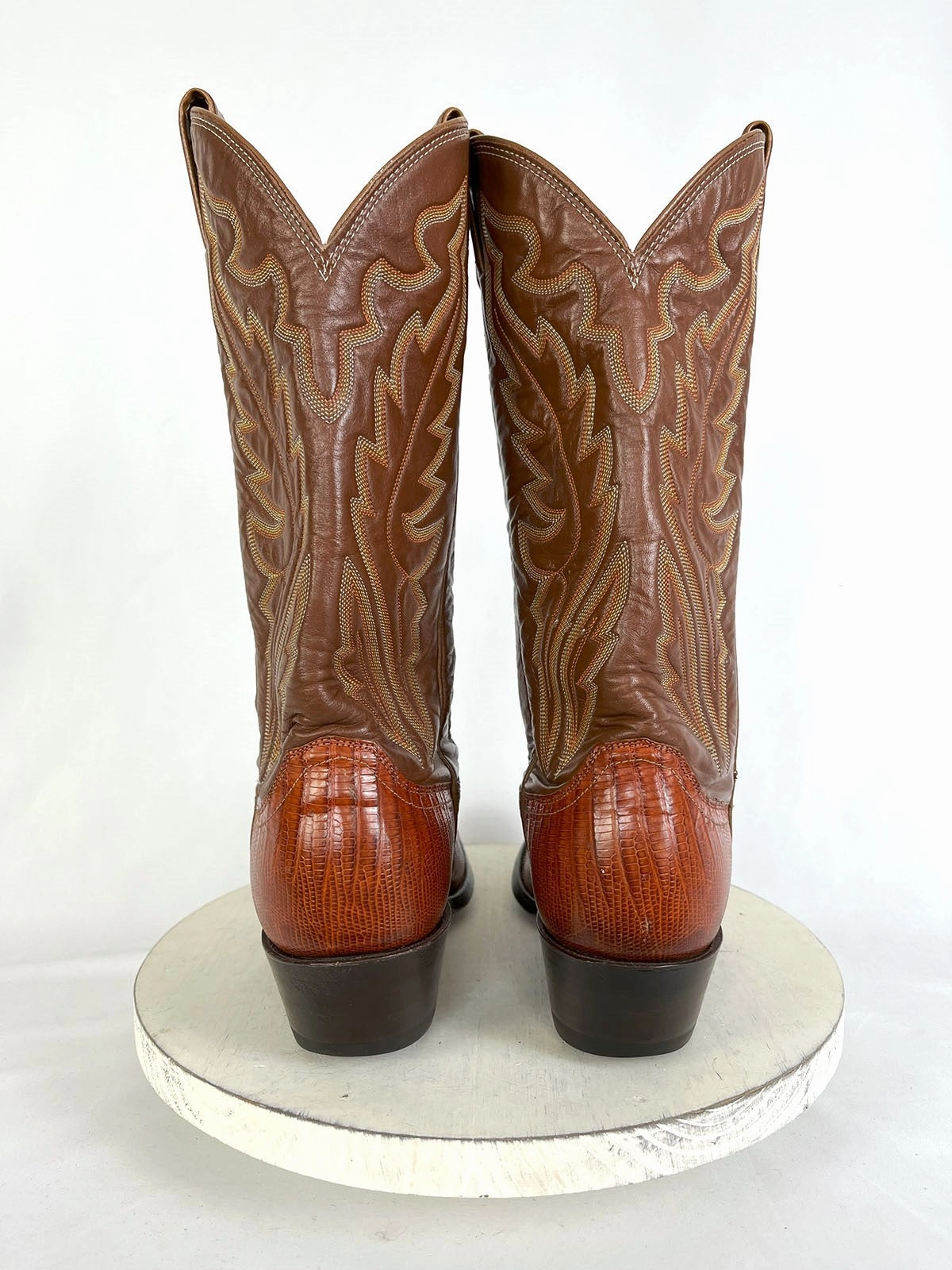 Justin Size (M) 8.5/ (W)10 Burnt Orange & Brown Cowboy Boots