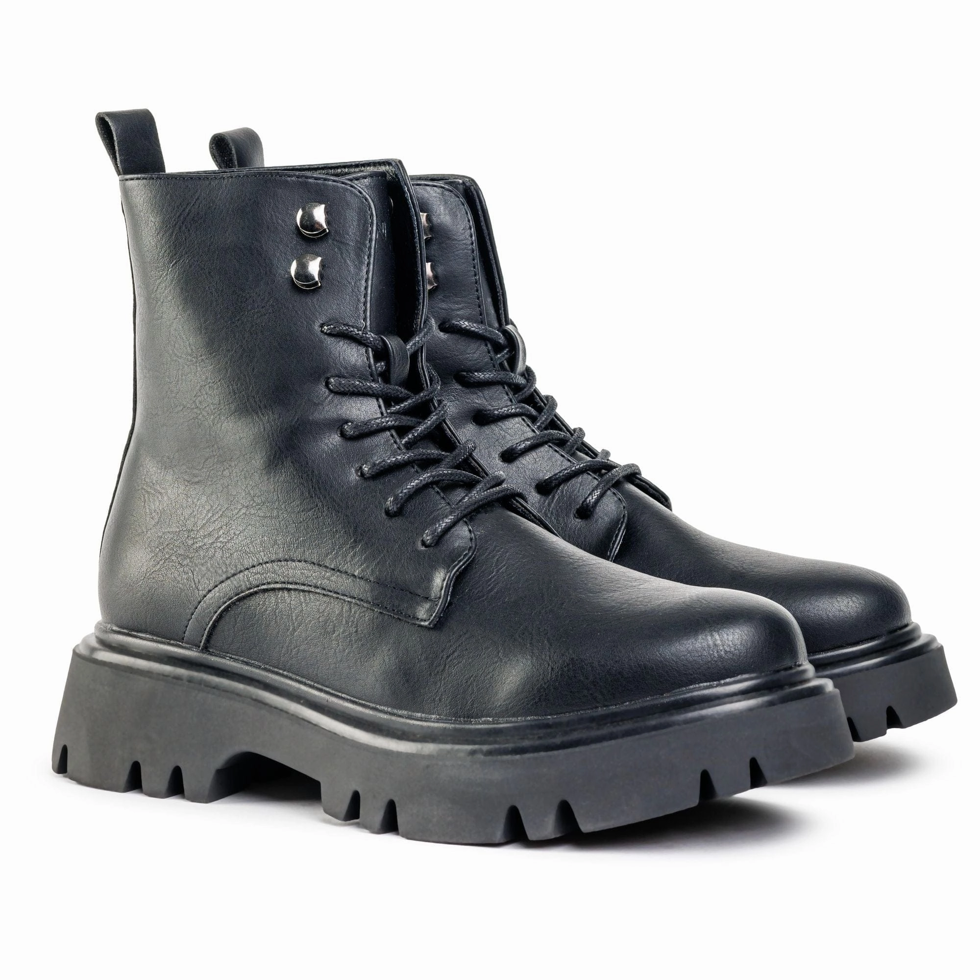 Kanzi Women's Vegan Leather Lace Up Boots | Black