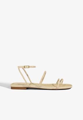 Kaya Beige Leather Flat Sandal