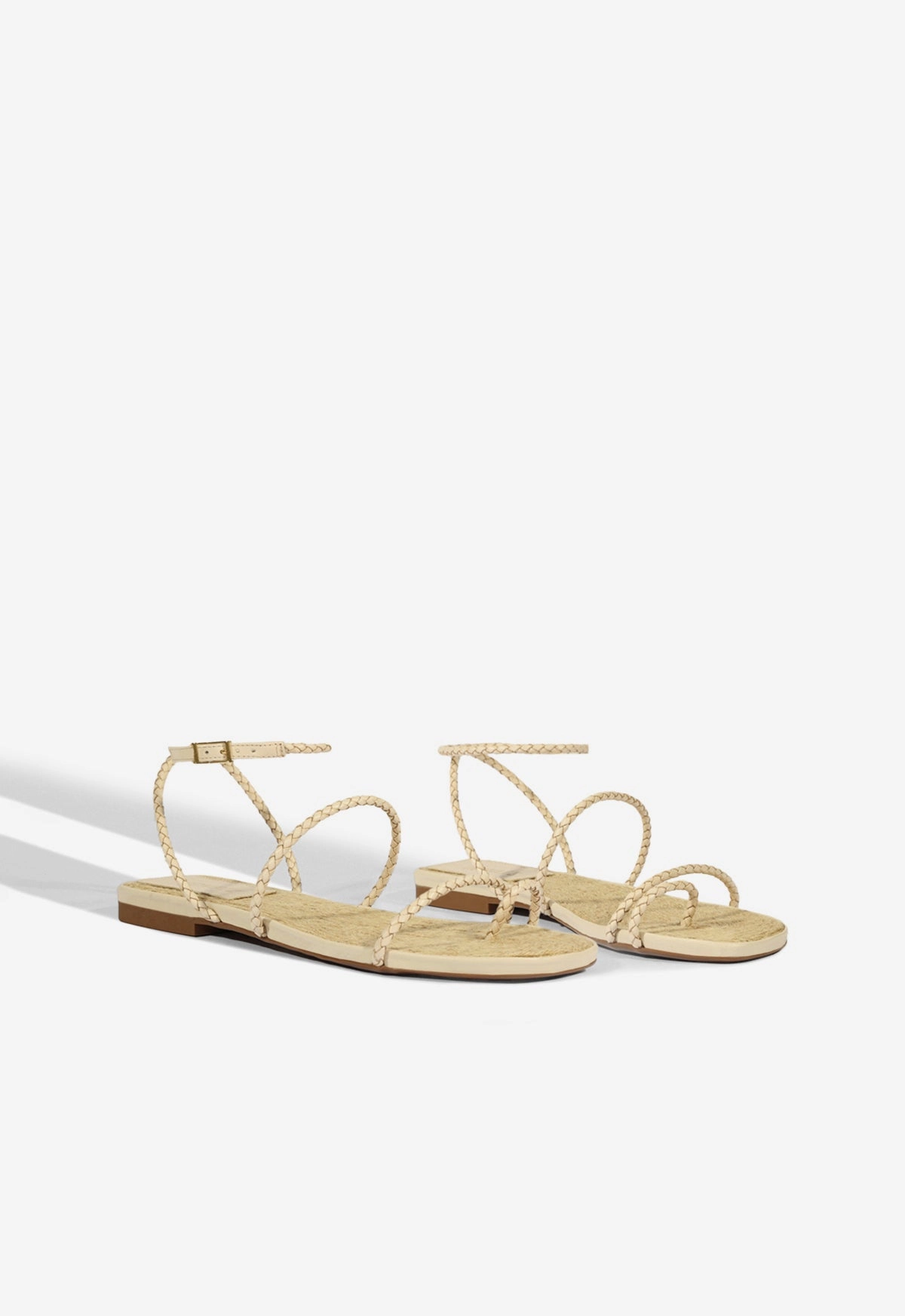 Kaya Beige Leather Flat Sandal