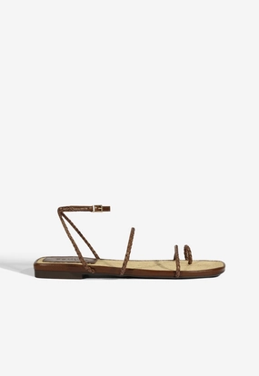 Kaya Brown Leather Flat Sandal