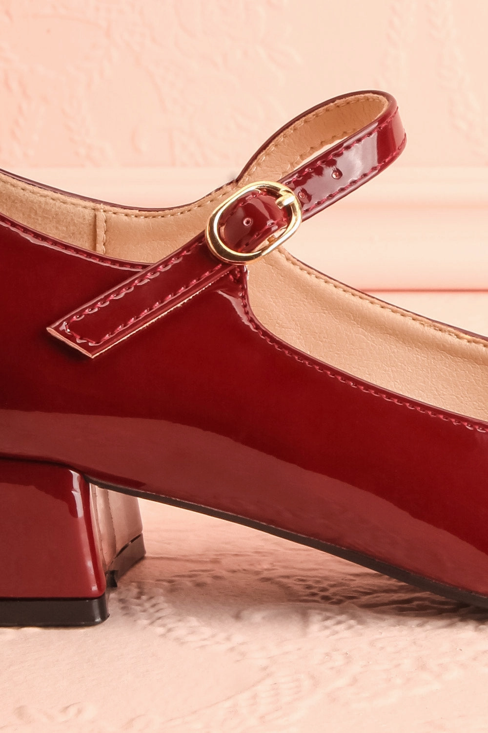 Kerati Burgundy | Square Toe Mary Jane Heels