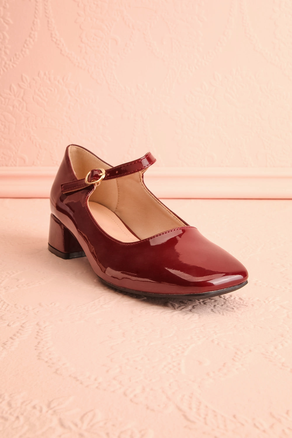 Kerati Burgundy | Square Toe Mary Jane Heels